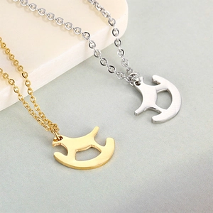 Rocking Horse Pendant Necklace Stainless Steel Hollow Animal Shape Geometric Fashion Jewelry For Women Girls