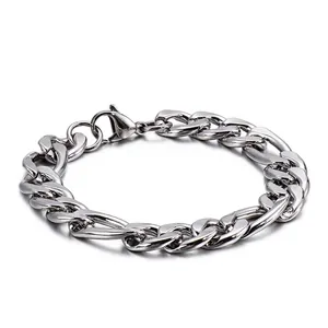 Men's Stainless Steel Figaro Cuban Link Chain Bracelet Hip Hop Punk Minimalist Polished Jewelry For Unisex Fashion