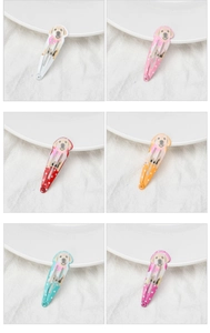 Set of six colorful golden retriever hair clips with cute puppy patterns and polka dots
