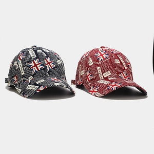 Casquettes de baseball en coton style Union Jack graffiti en bleu marine et rouge