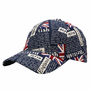 Casquette de baseball motif drapeau britannique en coton bleu marine style vintage