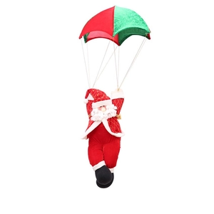Hanging Santa Claus figurine with colorful parachute Christmas tree ornament decoration