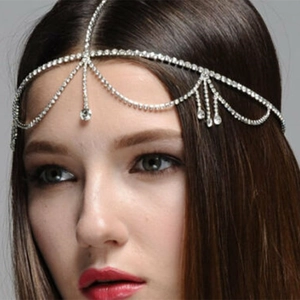 Rhinestone Head Chain Tassel Bohemian Forehead Jewelry Multi Layer Alloy Waterdrop Pendant Bridal Hair Accessories Women