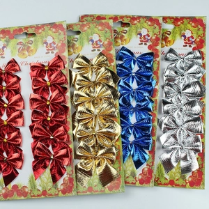 Christmas bow set with red gold blue and silver velvet bows on display cards