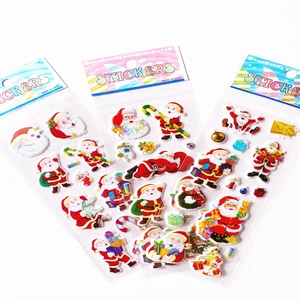 Three packs of 3D Santa Claus bubble stickers with festive holiday designs and patterns