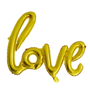 Großer goldener Love-Schriftzug aus Aluminiumfolie für romantische Hochzeitsdeko