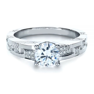 Eleganter geometrischer Silberring mit großem runden Zirkonia-Hauptstein