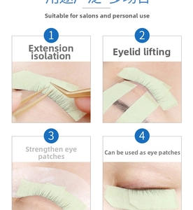 Green breathable lash tape detail showing isolation and lifting techniques for extensions