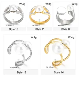 Détails de diverses bagues en perles et acier titane avec dimensions et poids