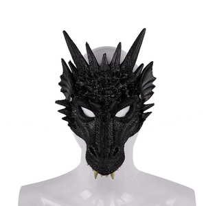 3D PU foam dragon monster mask in black for Halloween and Mardi Gras party costumes