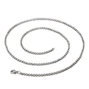 Stainless Steel Rolo Chain Necklace Round Link Jewelry Accessories With Lobster Clasp For Men Women