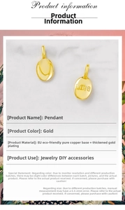 Macro detail of gold plated oval LOVE tag pendants made of eco-friendly copper for DIY jewelry