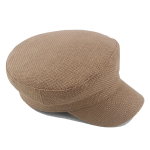 Casquette militaire chic camel foncé pour femme en maille respirante à haut plat