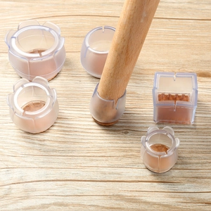 Silicone Chair Leg Floor Protectors Transparent Furniture Caps With Felt Bottom Silent Anti Slip Thickened