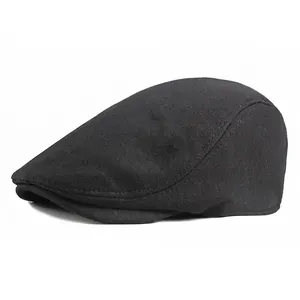 Unisex British Retro Knitted Flat Cap Adjustable Polyester Ivy Hat Spring Autumn Solid Color Beret For Men Women
