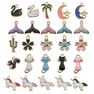 Enamel Alloy Charms Pendants Animal Moon Star Flower For DIY Necklace Bracelet Jewelry Making Cartoon Cute Accessories