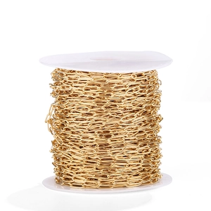 Cadena rolo ovalada dorada de acero inoxidable de 4mm para accesorios de joyería artesanal