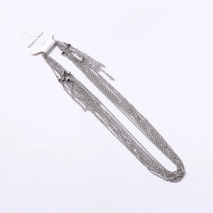 Stainless steel multi-strand chain necklace with card for women's daily jewelry