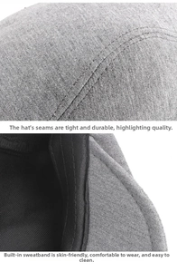 Detail showing the inner black sweatband and high-quality stitching on dark gray knit hat