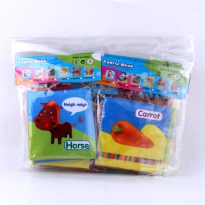 Washable fabric baby books set for early learning with animal and vegetable themes