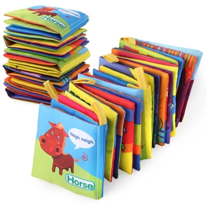 Washable baby cloth book featuring colorful horse cartoon for early sensory learning