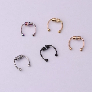 5Pcs non-pierced magnetic septum rings in assorted colors including gold and silver