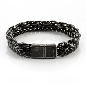 Industrial vintage stainless steel monster skeleton bracelet with rectangular metal clasp