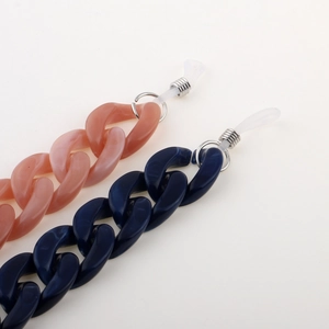 Acrylic leopard print eyewear chain in pink and deep blue colors with silicone loops