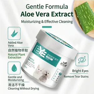 Aloe vera pet eye wipes for dogs and cats to remove tear stains and eye discharge 130 count