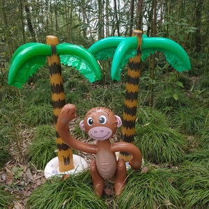 Inflatable PVC coconut trees and monkey toy set for tropical beach party decorations