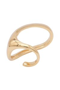 Detailed view of irregular geometric 925 silver ring with polished gold mirror finish