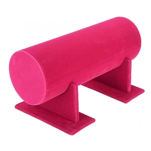 Espositore per gioielli in velluto rosa per bracciali e orologi con barra a T