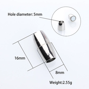Silberner Magnetverschluss für Schmuck mit Maßen 16x8mm und 5mm Lochdurchmesser