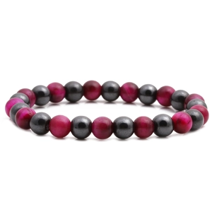 Beaded Bracelet Natural Tiger Eye Stone Hematite Copper Round Beads Crown Healing Fashion Jewelry Men Women
