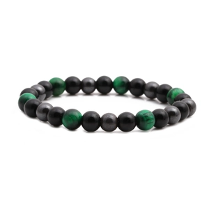 Tiger eye and lava stone beaded bracelet with multi-color polished round gemstones