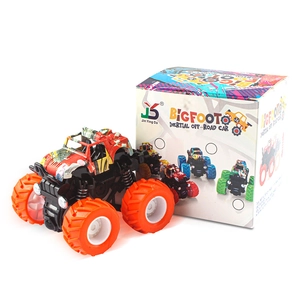 Inertial four-wheel drive off-road monster truck toy with large orange tires and gift box