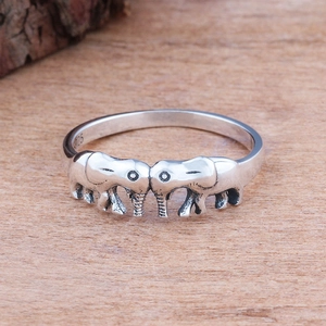 Elefanten Ring Versilbertes Kupfer Vintage Retro Ethnischer Tiermotiv Schmuck Für Herren Und Damen