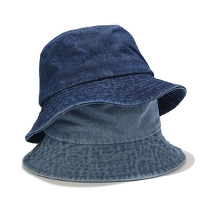 Chapeau bob en denim japonais délavé foncé et clair avec large bord pour protection solaire