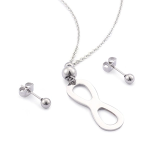 Set collana con simbolo infinito e orecchini a lobo in argento lucido