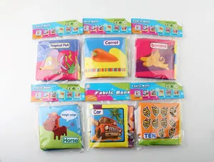 Detailed set of 6 soft educational baby cloth books with colorful animal and number patterns