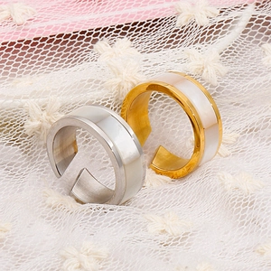 Minimalist 18k gold and silver plated shell rings with diamond accents and open band
