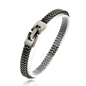 Pulsera de cadena de hueso de dragón para hombre en acero inoxidable con cierre cepillado