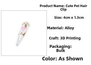 Close-up of a 4cm alloy BB hair clip featuring a cute Labrador puppy with 3D printing