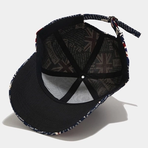 Casquette de baseball bleu marine en coton avec motif Union Jack et sangle réglable en métal