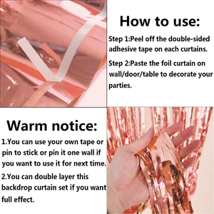 Detailed guide on how to use rose gold foil curtains for party wall decoration
