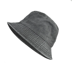 Cappello da pescatore vintage in cotone lavato grigio scuro con effetto invecchiato