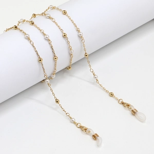 Gold Metal Glasses Chain With Imitation Artificial Pearl Beads Anti-Slip Eyewear Strap For Mask And Necklace Elegant Fashion