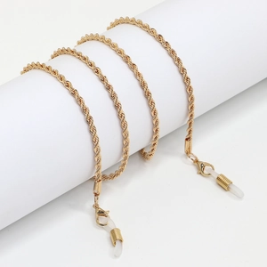 Gold Stainless Steel Rope Chain Glasses Chain Non Slip Eyeglass Strap With Silicone Loops For Sunglasses Eyewear