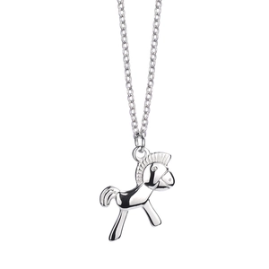Collier avec pendentif cheval argenté minimaliste en acier titane poli pour femme