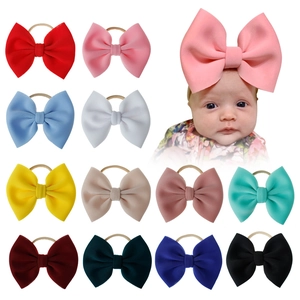 Bandeaux bébé avec nœuds surdimensionnés en 12 couleurs et nylon élastique